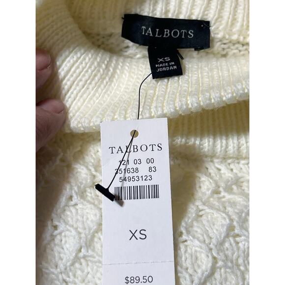 NWT Talbots Cream colored Sweater Size XS Mock Turtleneck Beautiful Stitching - Picture 3 of 5
